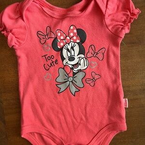 Disney Coral Pink Minnie Mouse One-Piece Bodysuit